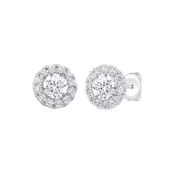 Round Lab Diamond Halo Studs (1 ct. tw.)